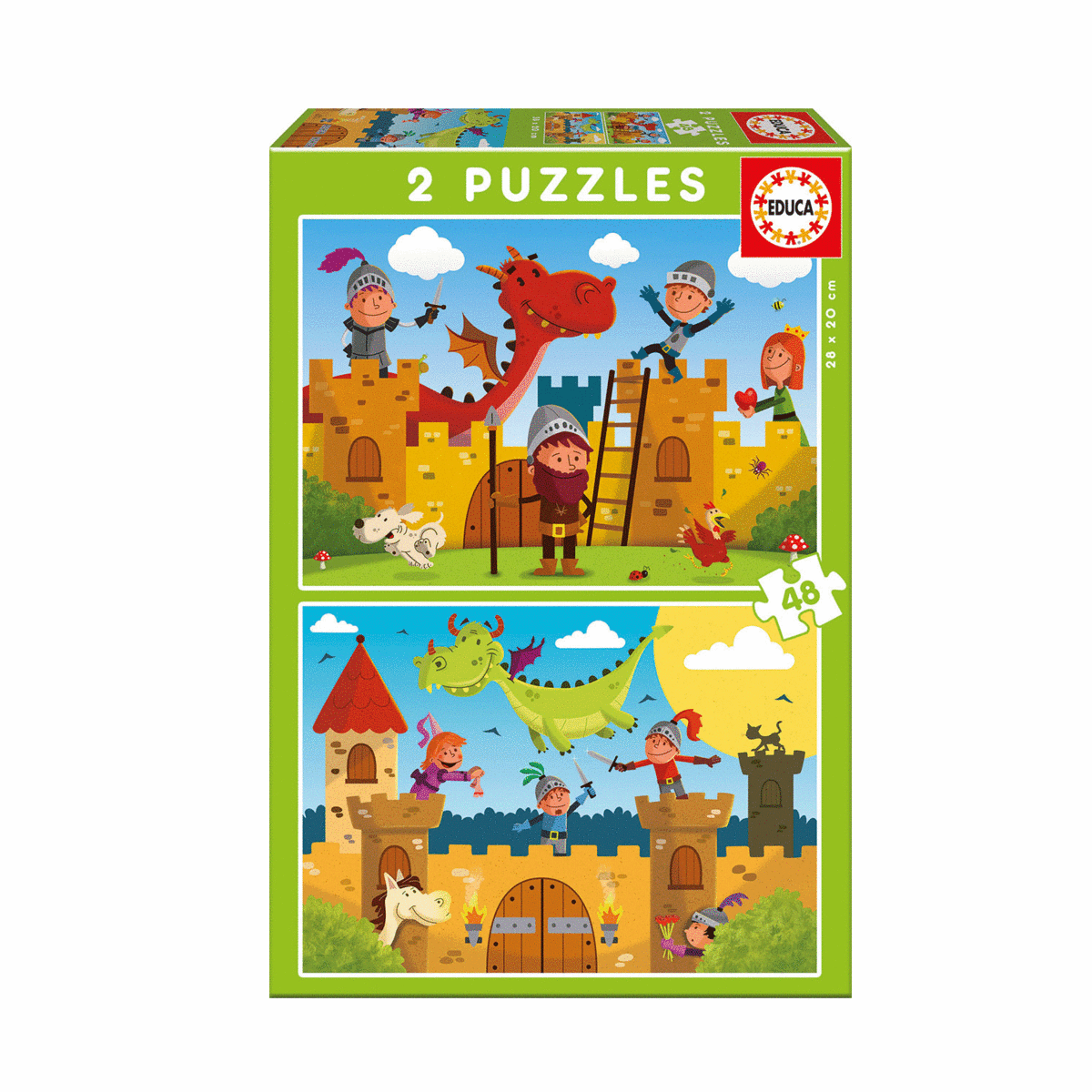 EDUCA Puzzle 2 x 48 pièces : Dragons et Chevaliers