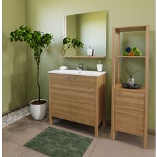 Meuble de salle bain en chêne massif 2 portes + vasque ZENITUDE (Chêne)