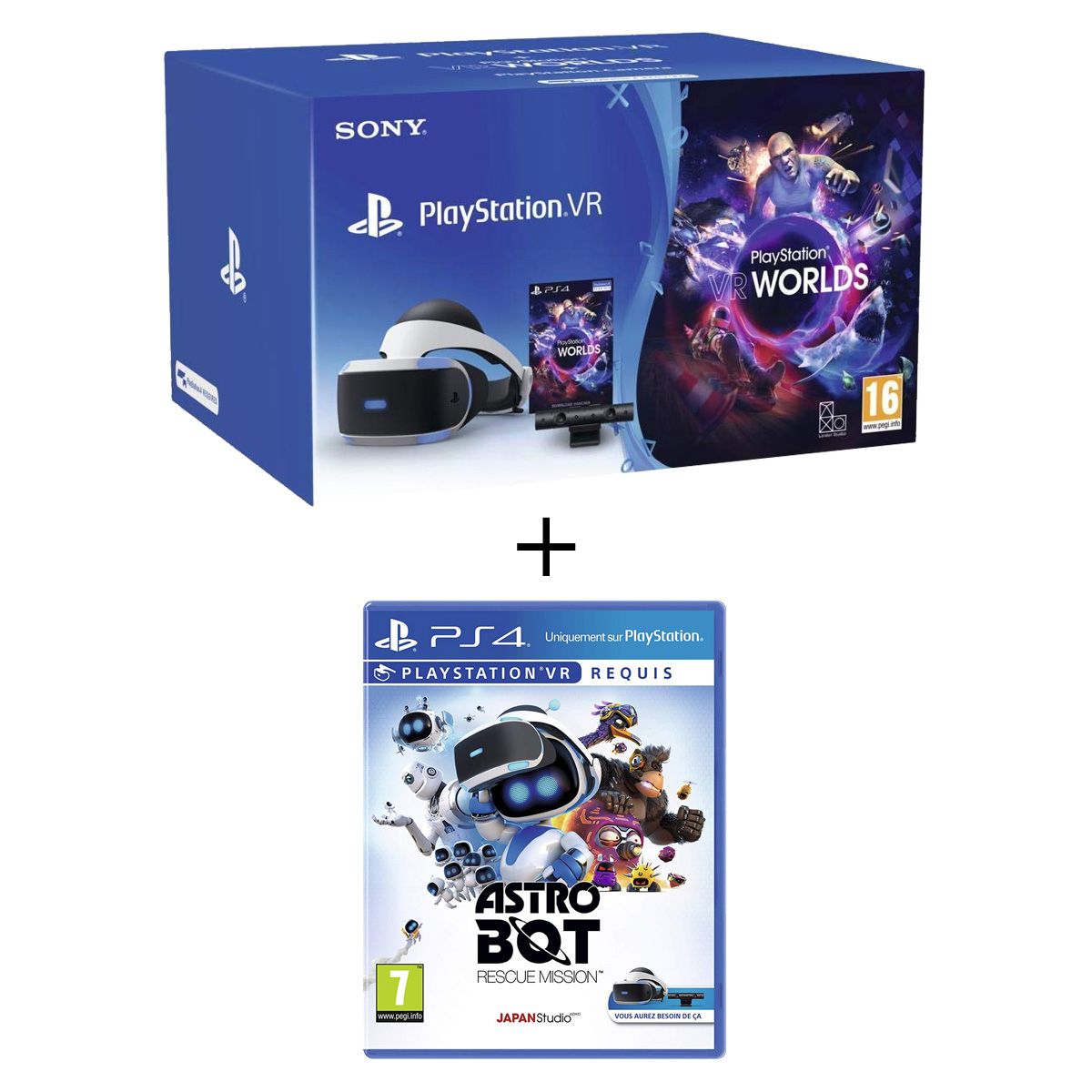 SONY Casque de realite virtuelle MK3 Camera V2 VR Worlds jeu Astro Bot PS VR pas cher Auchan