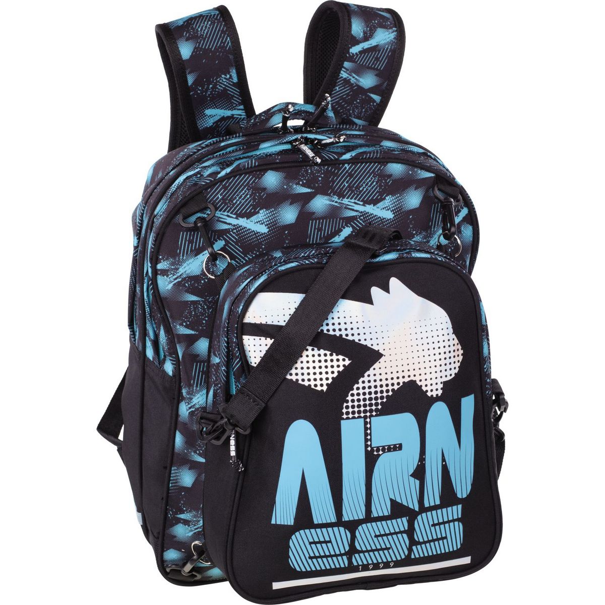 Sac dos 2 compartiments Besace amovible noir et bleu AIRNESS PRIMARY