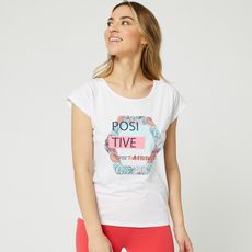IN EXTENSO T-shirt manches courtes blanc imprimé positive femme (Blanc)