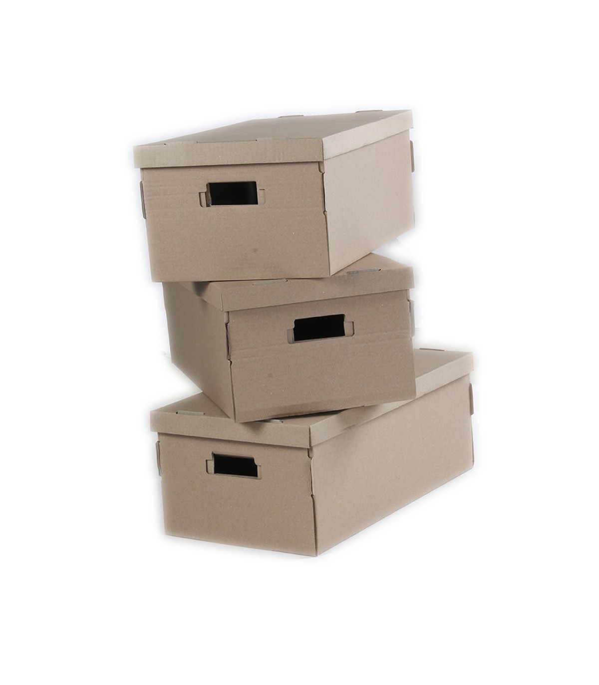 Casame Boites carton pliables finition kraft écru 52 x 20 x 29 cm - Lot de  3 pas cher 