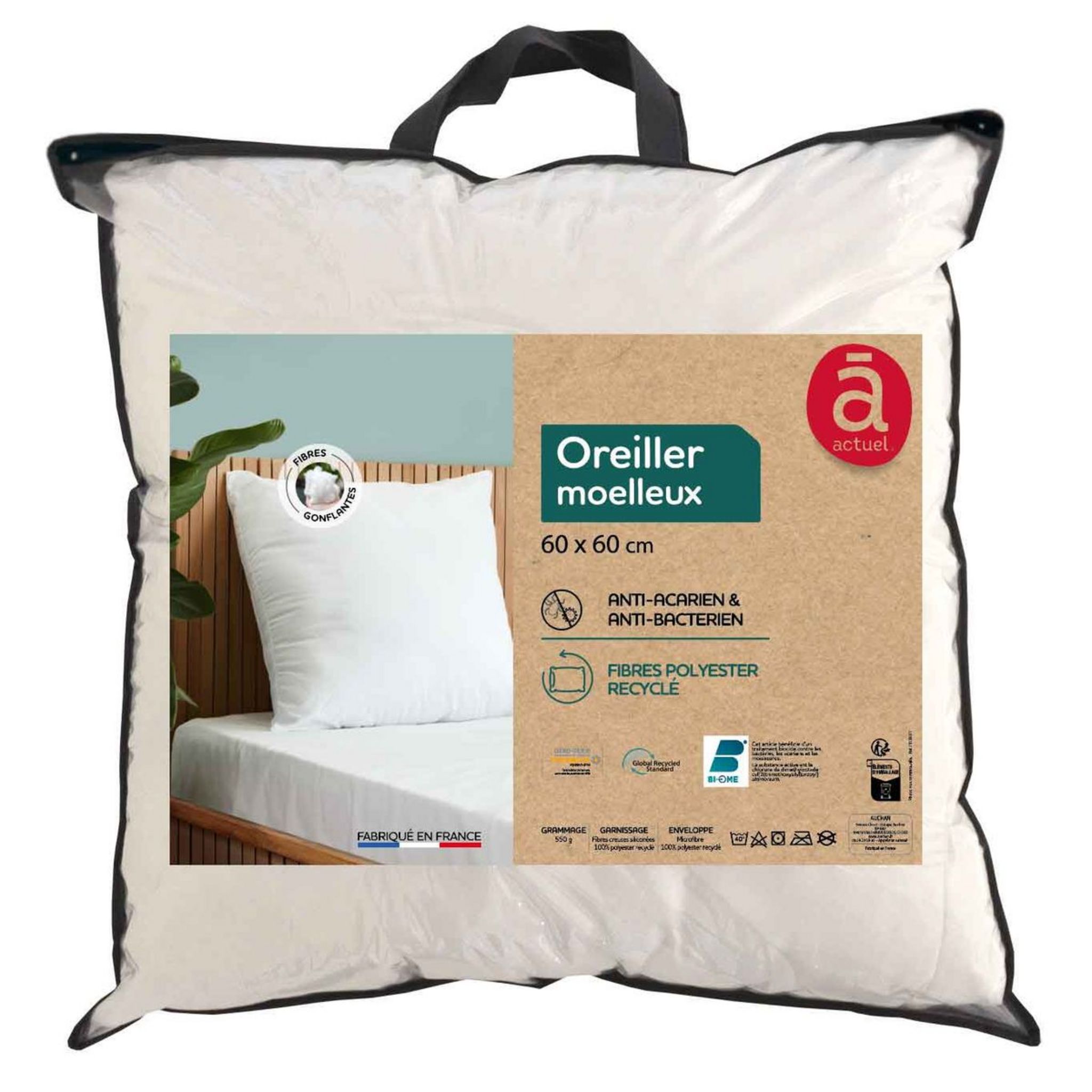 OREILLER CONFORT ANTI-ACARIEN 60x60cm