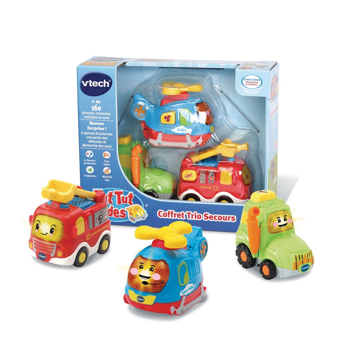 VTECH Coffret trio Pompiers - Tut Tut Bolides Pompier, ambulance, citadine  pas cher 