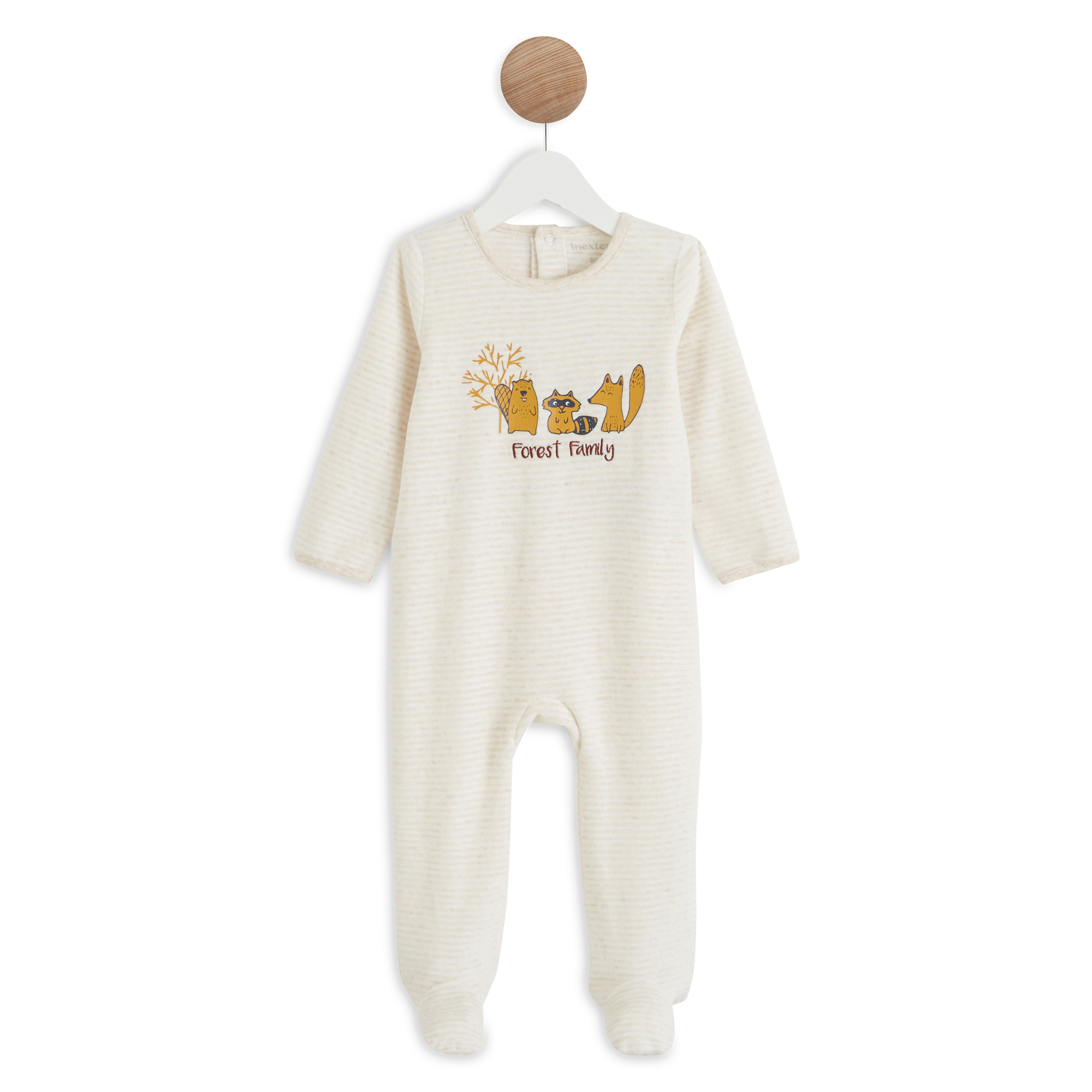 Dors-bien rayé bébé garçon en coton ouverture devant - beige, Bébé