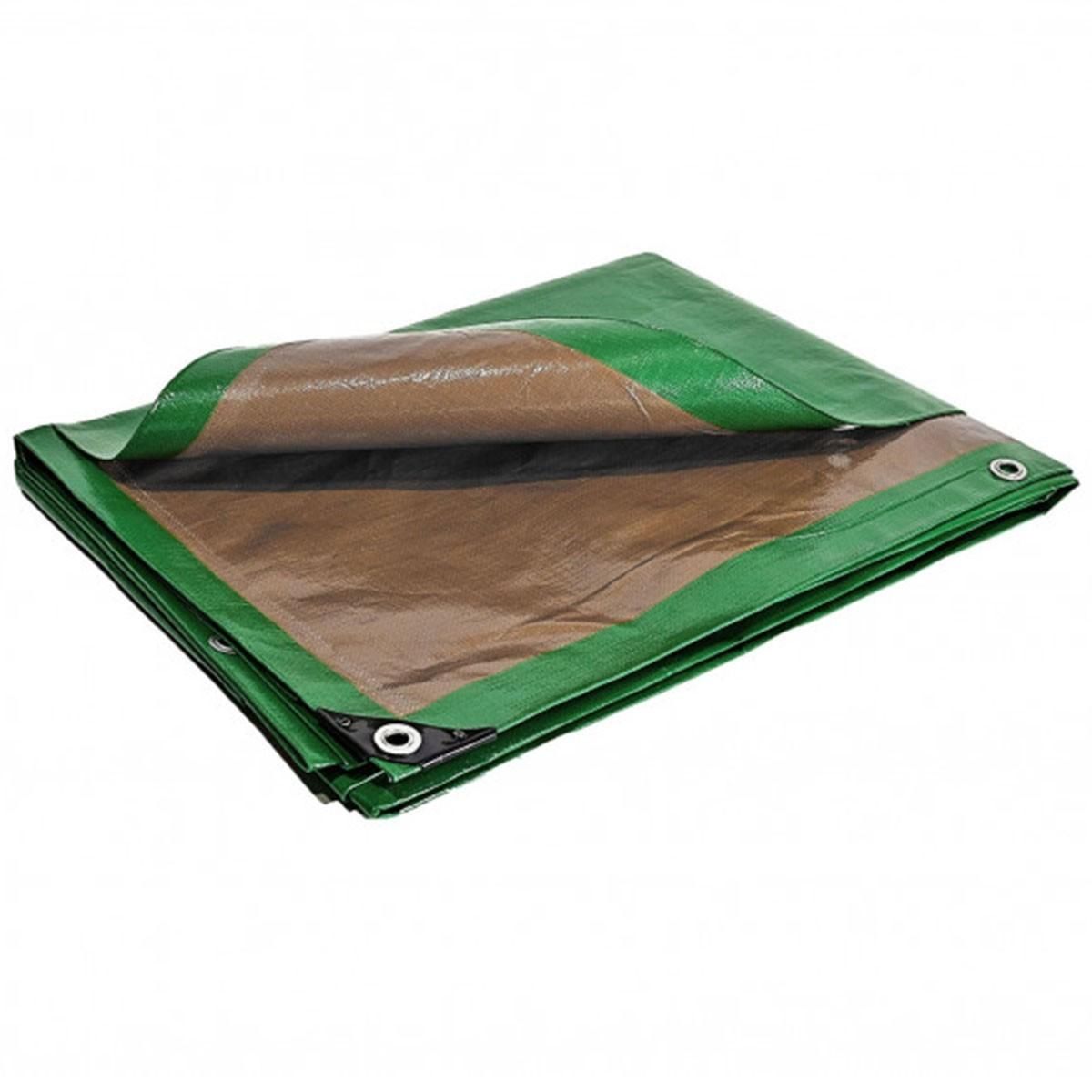 Tecplast Bâche plastique 6 x 10 m étanche traitée anti UV verte et marron 250g/m2 - bâche de protection polyéthylène haute qualité