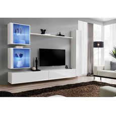 Meuble TV Mural Design  Switch XVIII  280cm Blanc