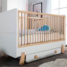 PINIO Tiroir pour lit bébé 60x120 Iga - Blanc et bois