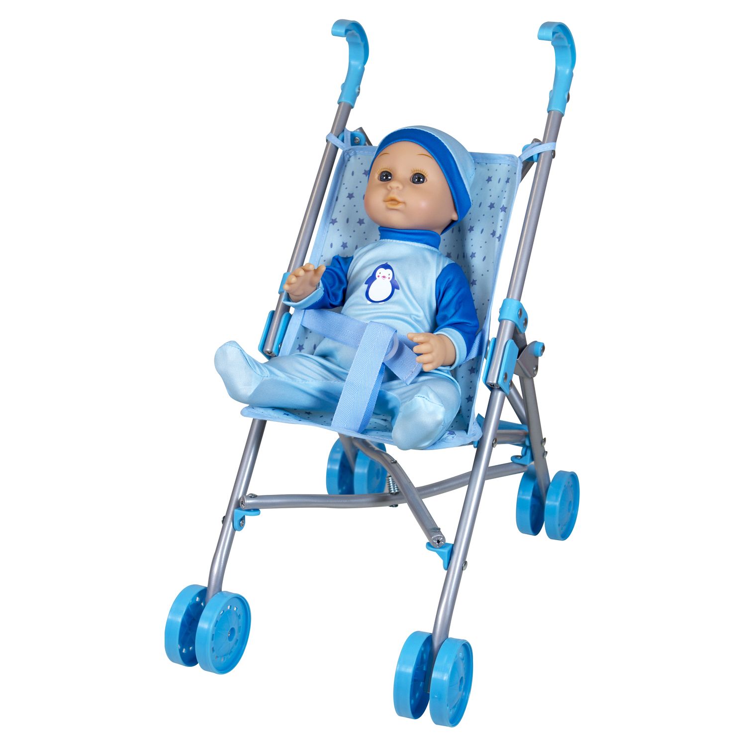 Jouet d'activité bébé poussette bleu