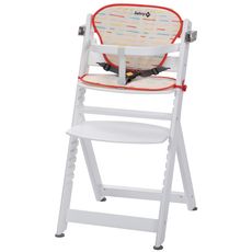 Safety First Chaise Haute Timba Bois Blanche Coussin Red Lines Pas Cher A Prix Auchan
