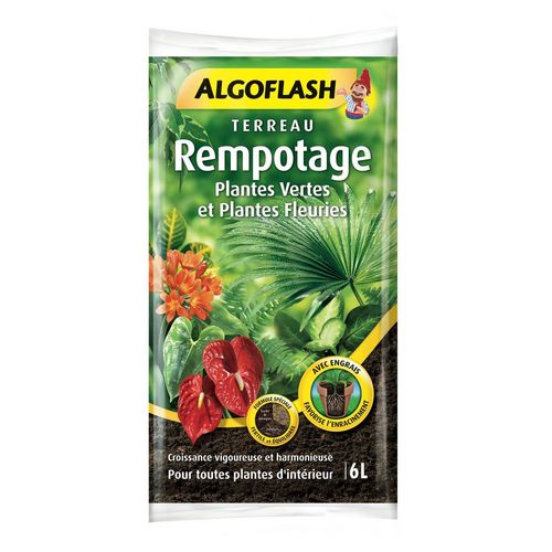 Terreau rempotage plantes vertes & plantes fleuries - Algoflash - 6 L  Algoflash