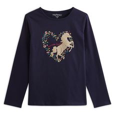 IN EXTENSO T-shirt manches longues cheval fille (Bleu marine )
