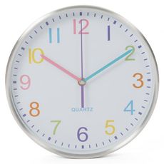 Perel Horloge murale 25 cm Blanc et argente