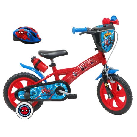Marvel Vélo 12 Garçon Licence Spiderman pour enfant de 3 à 5 ans avec  stabilisateurs à molettes - 2 freinS pas cher 