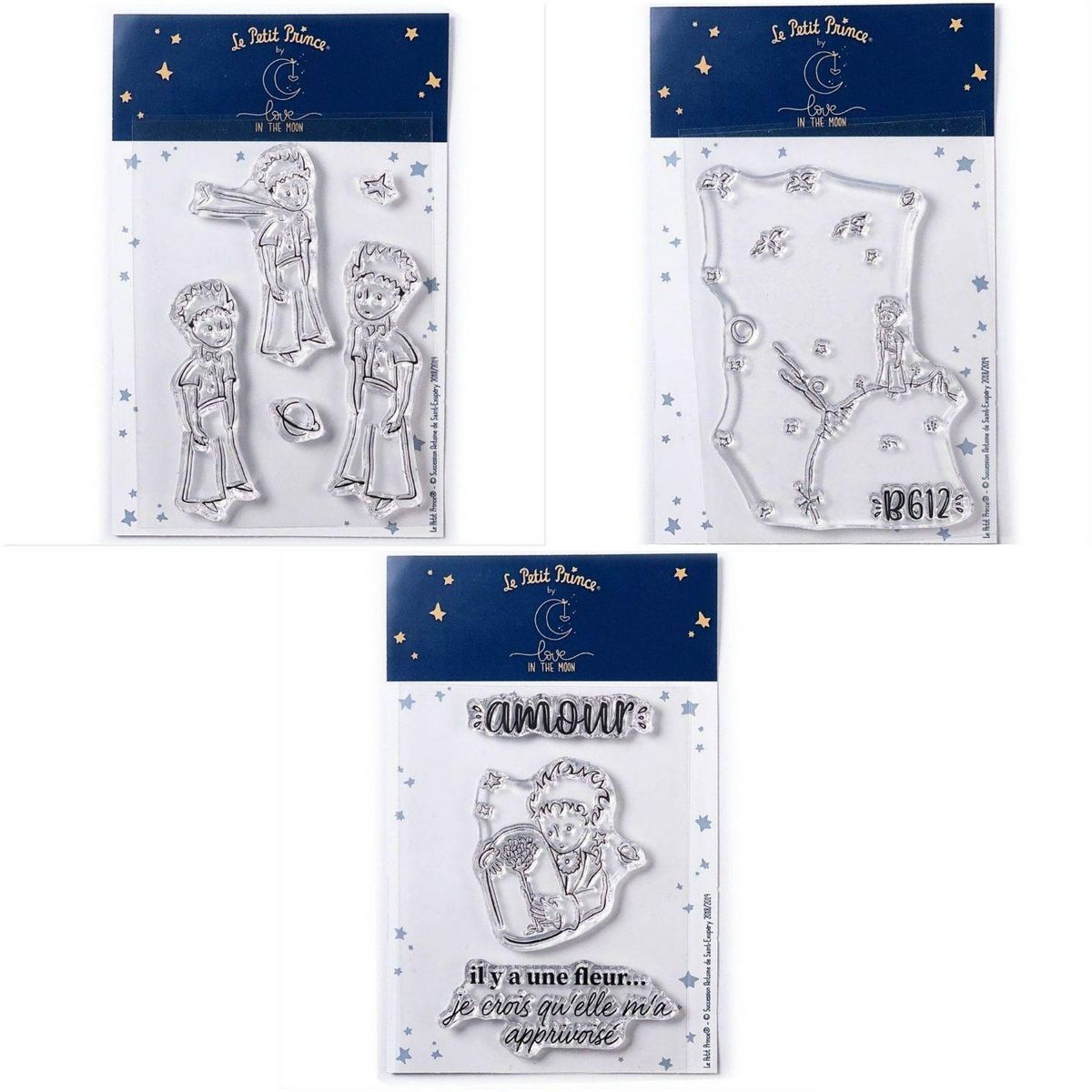 Youdoit 9 Tampons transparents Le Petit Prince Etoiles + Astéroïd + Fleur