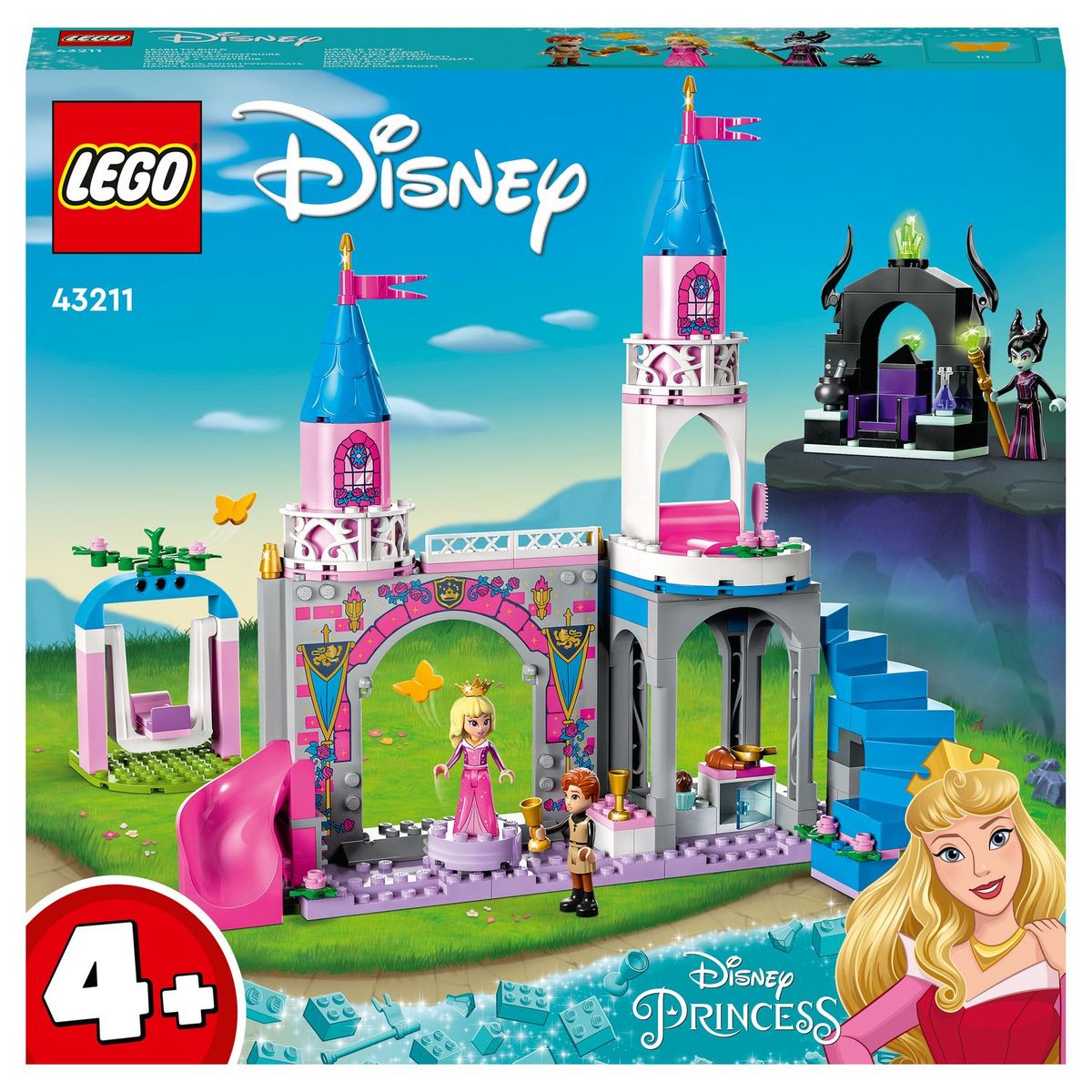 LEGO Disney Princess 43211 Le château d'Aurore, Jouet pour Filles et  Garçons 4 Ans, Figurines Belle au Bois Dormant, Prince Philippe et  Mini-Poupée Maléfique pas cher 