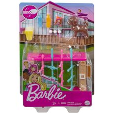 MATTEL Mini Playset Barbie Baby foot avec chien marron