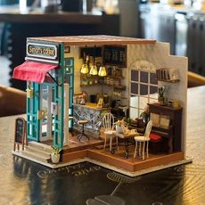 Robotime Kit miniature de bricolage Simon's Coffee avec lumiere LED