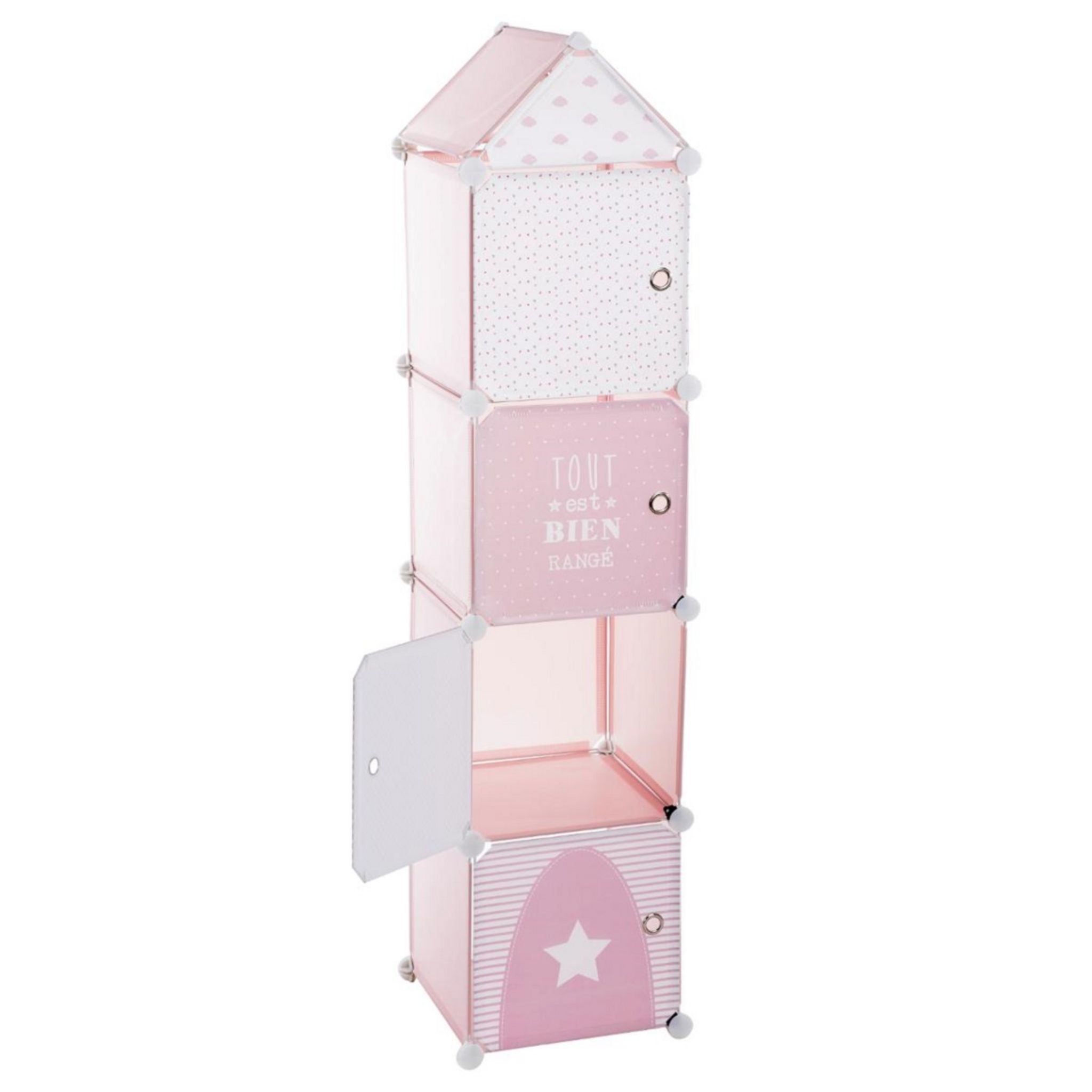 Rangement enfant armoire modulable 6 cubes fille - Meuble de