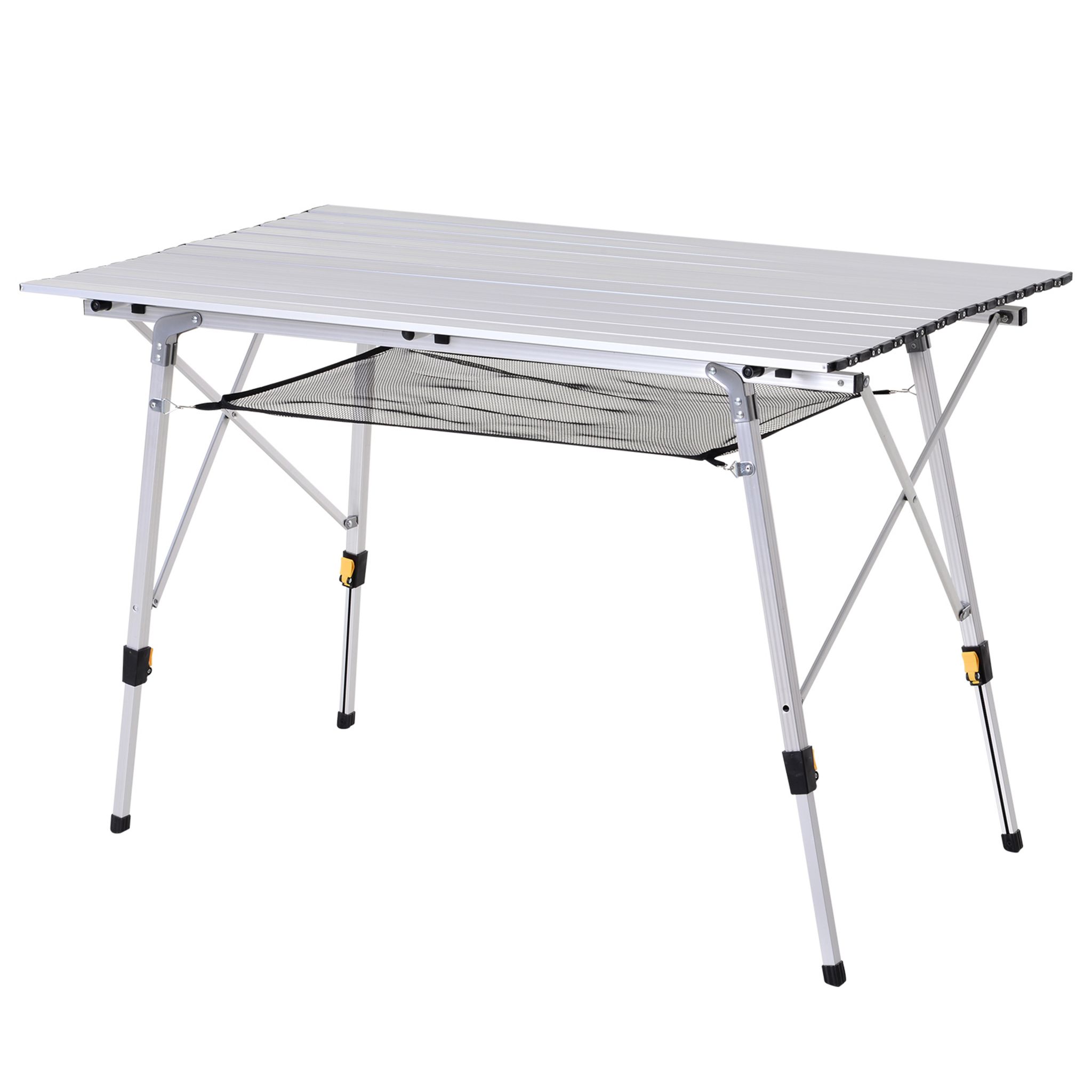 Table de Camping Pliante en Aluminium pour 4-6 Personnes Charge 50 KG  Plateau Enroulable à Latte et Sac de Transport Noir - Costway