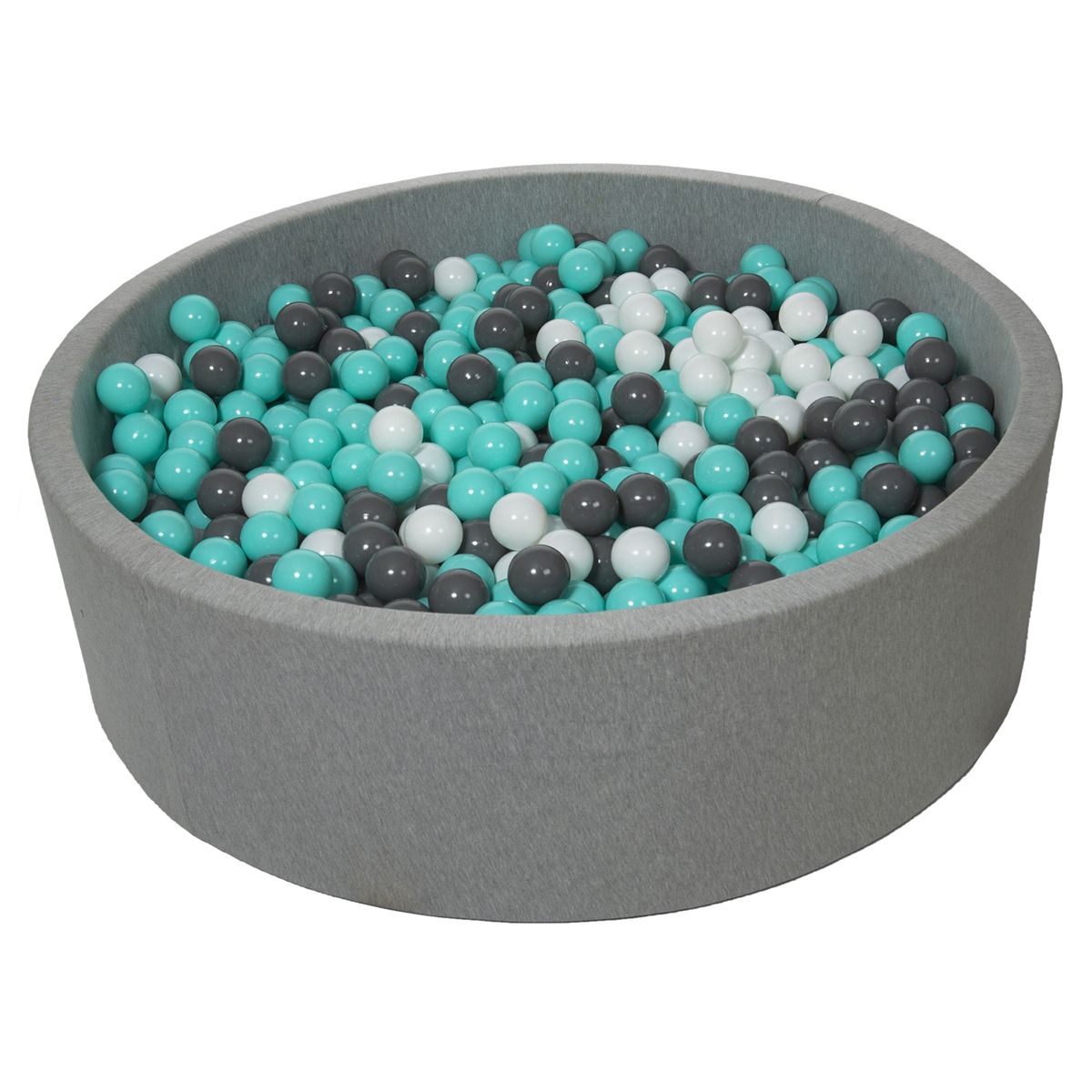  Piscine à balles pour enfant, diamètre env.125 cm + 1200 balles blanc, gris, turquoise