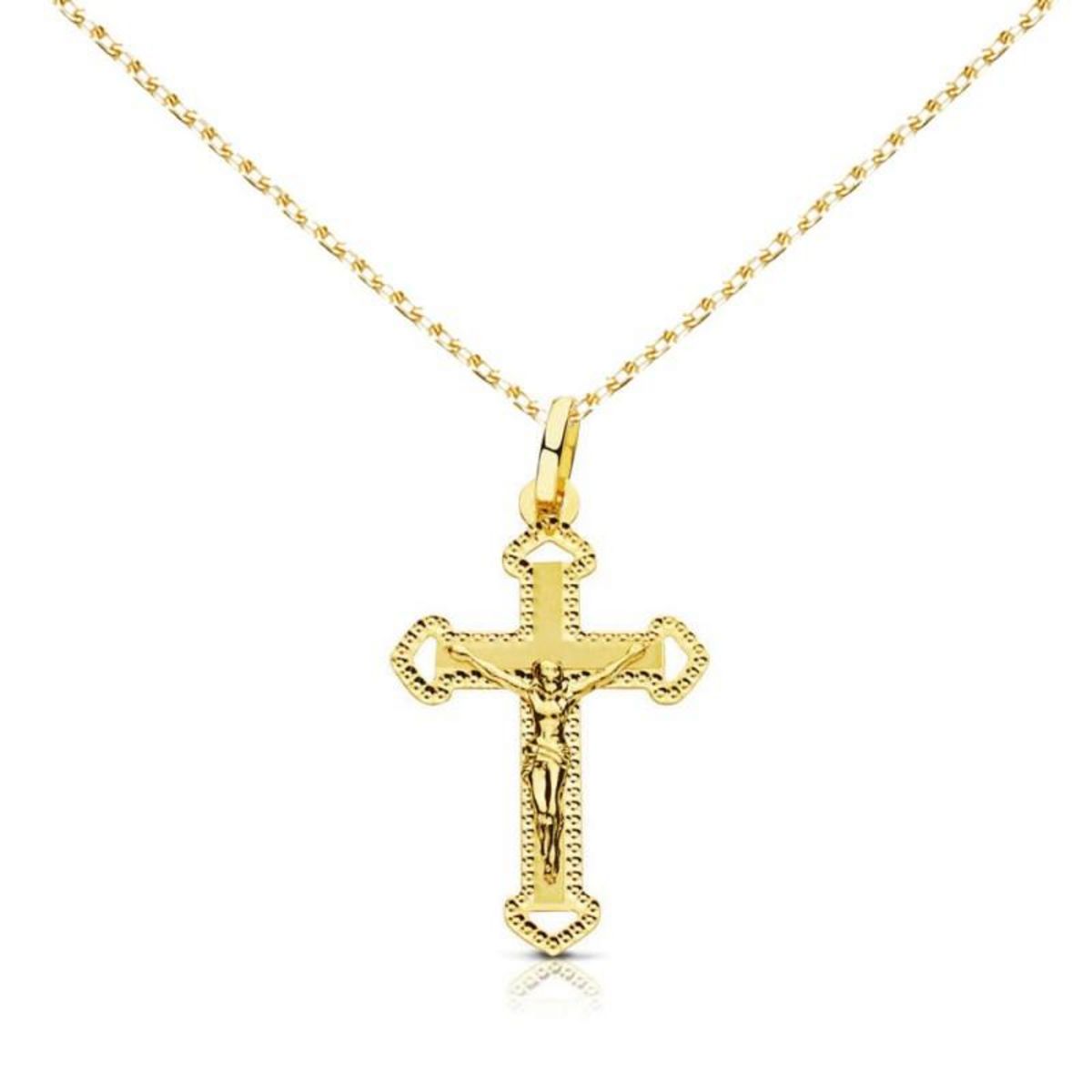  Collier - Médaille Christ sur la Croix Or Jaune - Chaine Dorée