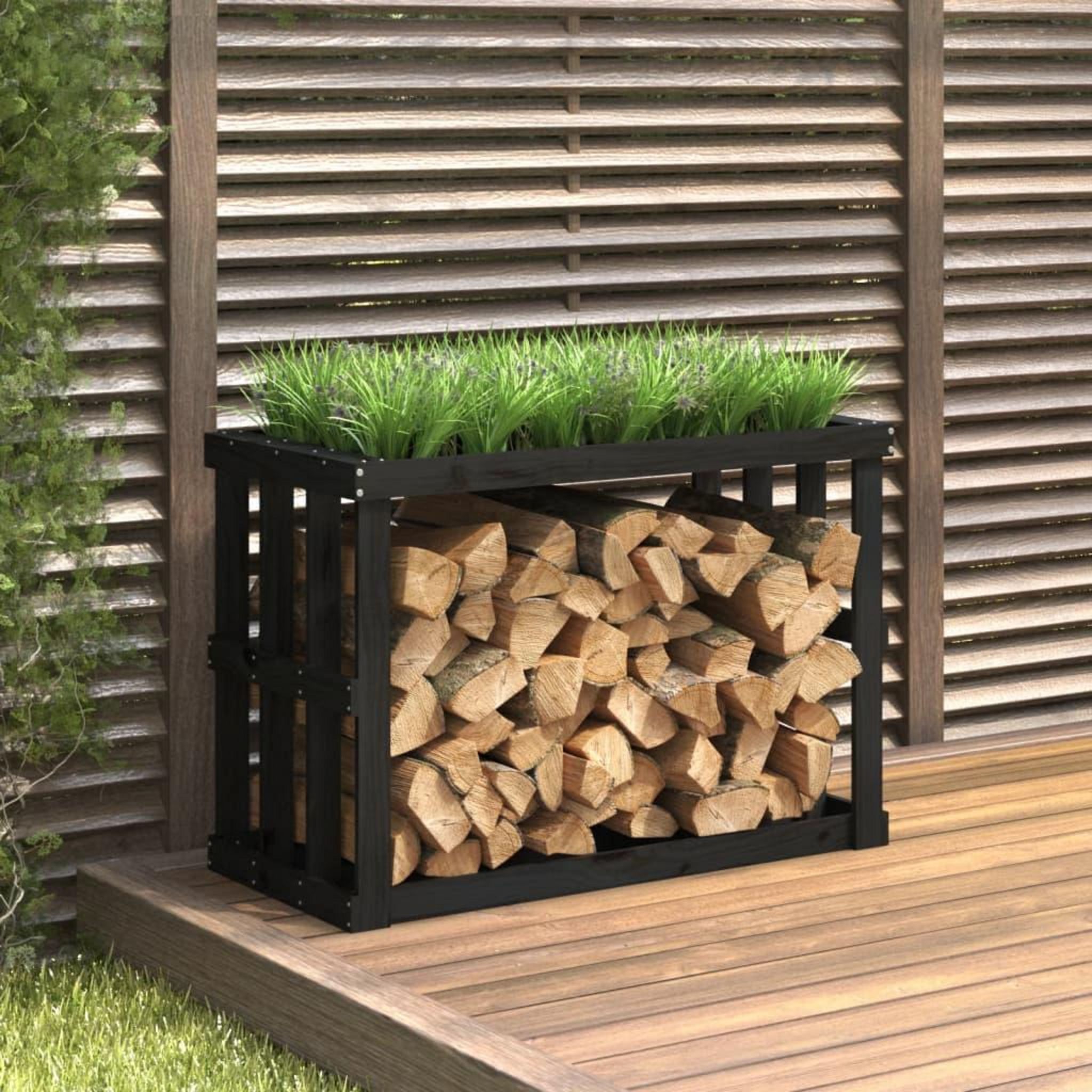 VIDAXL Porte-buches 33,5x30x110 cm Bois massif de pin pas cher