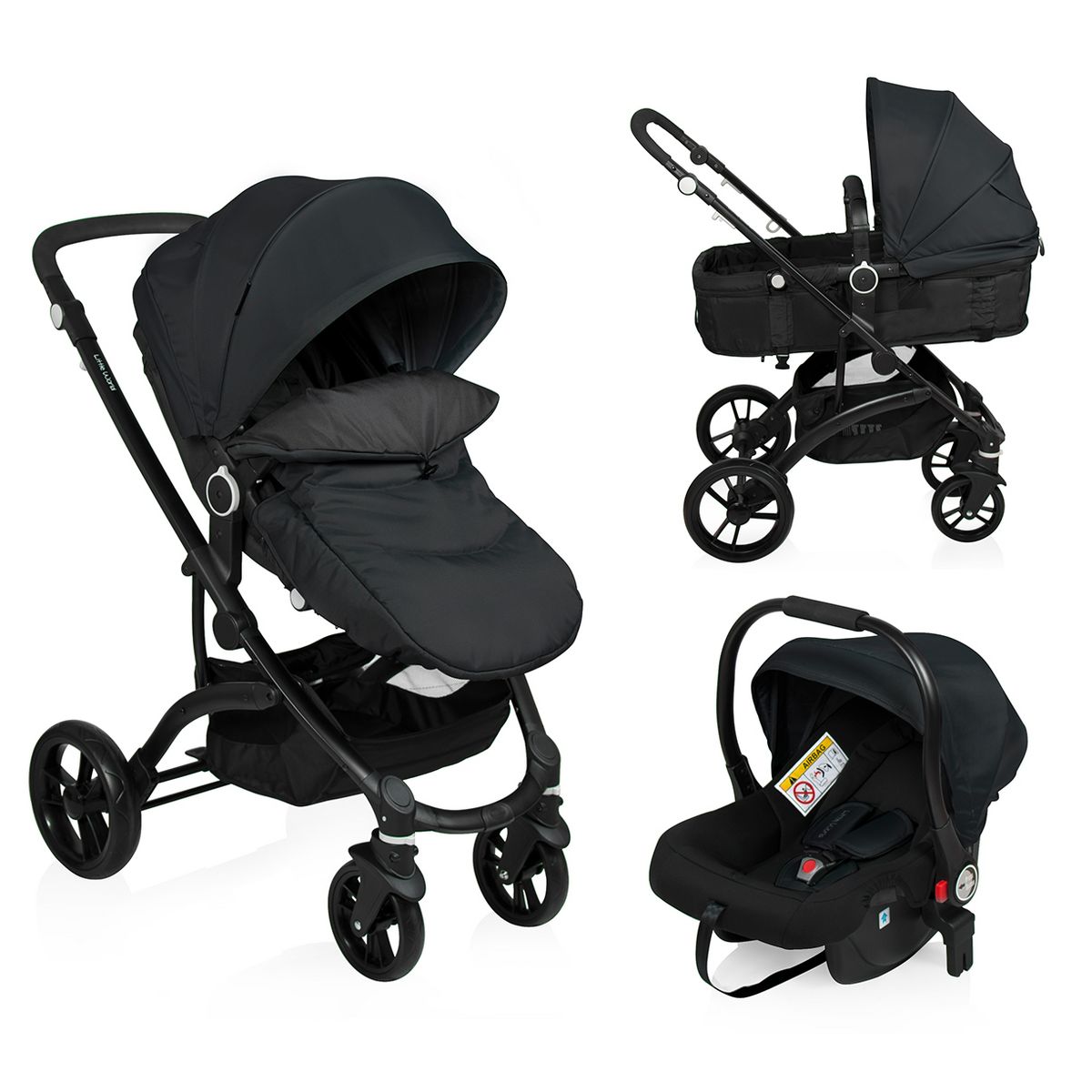 LITTLE WORLD Poussette combinee 3 en 1 City Walker noire pas cher Auchan