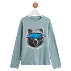 IN EXTENSO T-shirt manches longues ours garçon (Vert)
