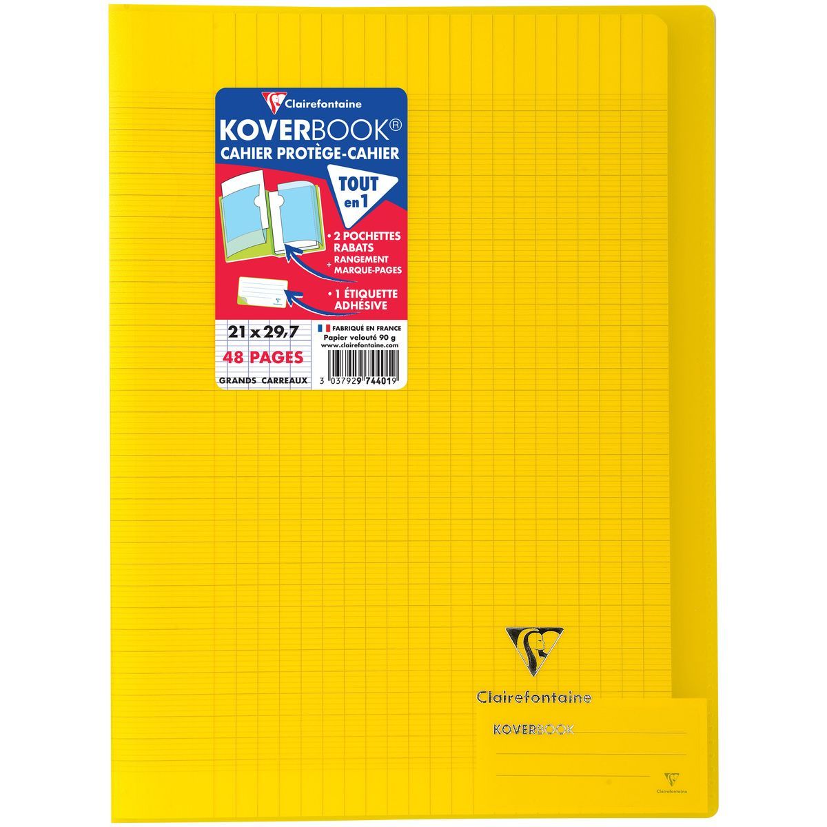 Cahier Polypro Koverbook 24X32 160P Grands Carreaux Assortiment  Clairefontaine pas cher, Surdiscount