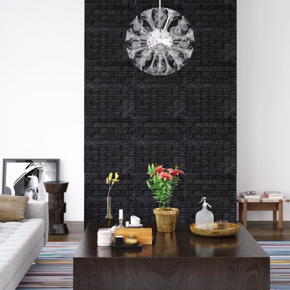 VIDAXL Papier peint 3D autoadhesif Briques 40 pcs Noir