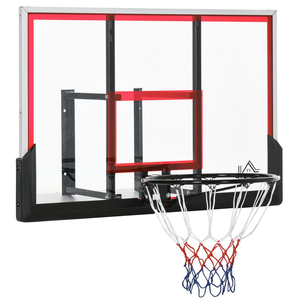 HOMCOM Panier de basket-ball mural avec ressort - panneau de basket à  accrocher - visserie incluse - acier PC rouge noir pas cher 