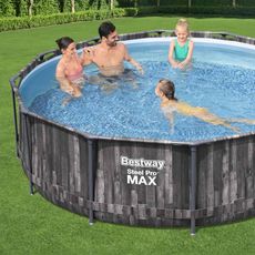 Piscine tubulaire BESTWAY - Opalite -  piscine ronde Ø3,6m avec pompe de filtration, piscine hors sol (Gris)
