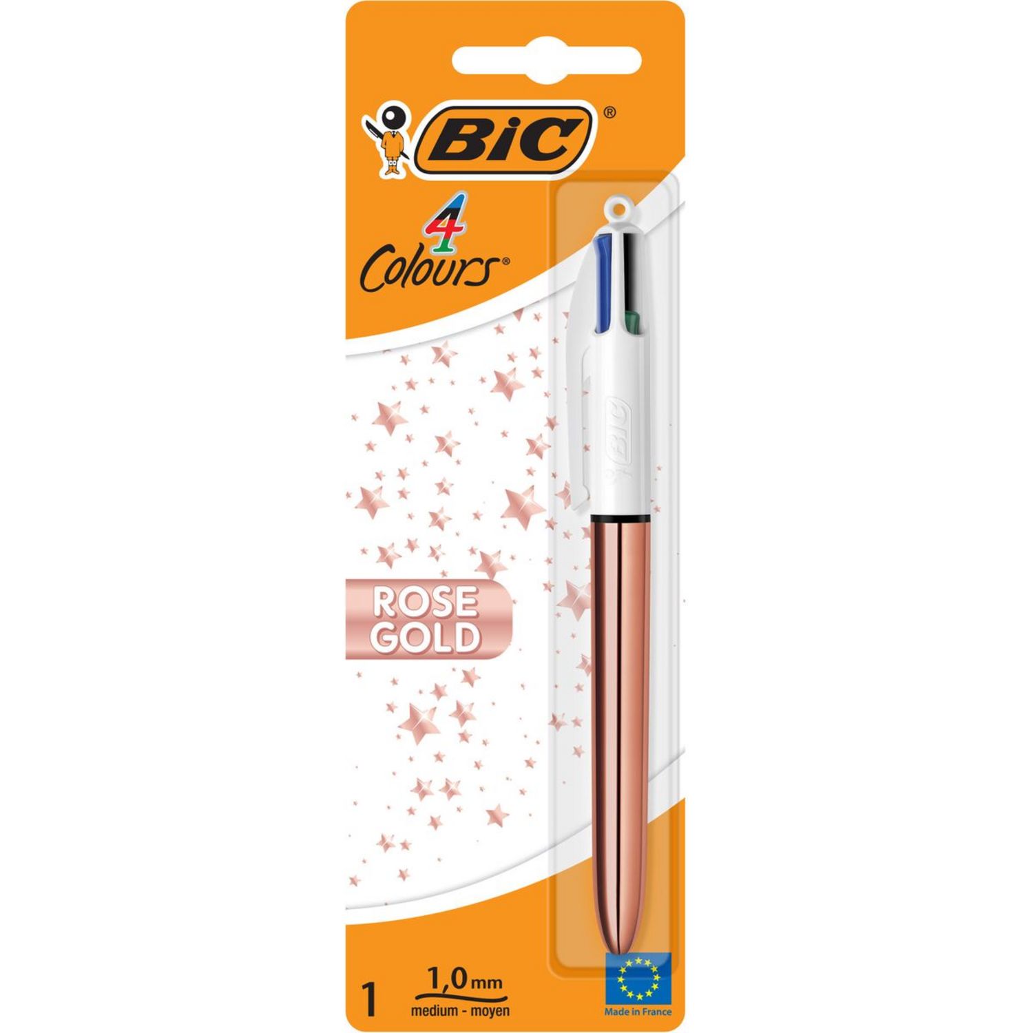 BIC Lot de 4 surligneurs pastel + 1 stylo bille 4 couleurs rétractable rose  gold pas cher 