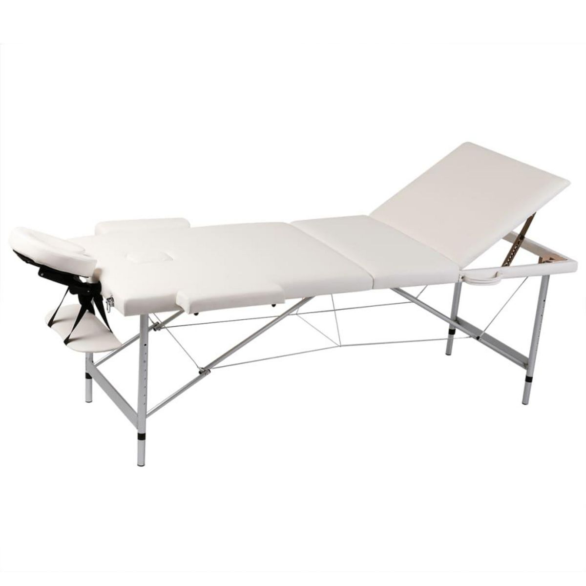 VIDAXL Table pliable de massage Blanc creme 3 zones cadre en aluminium