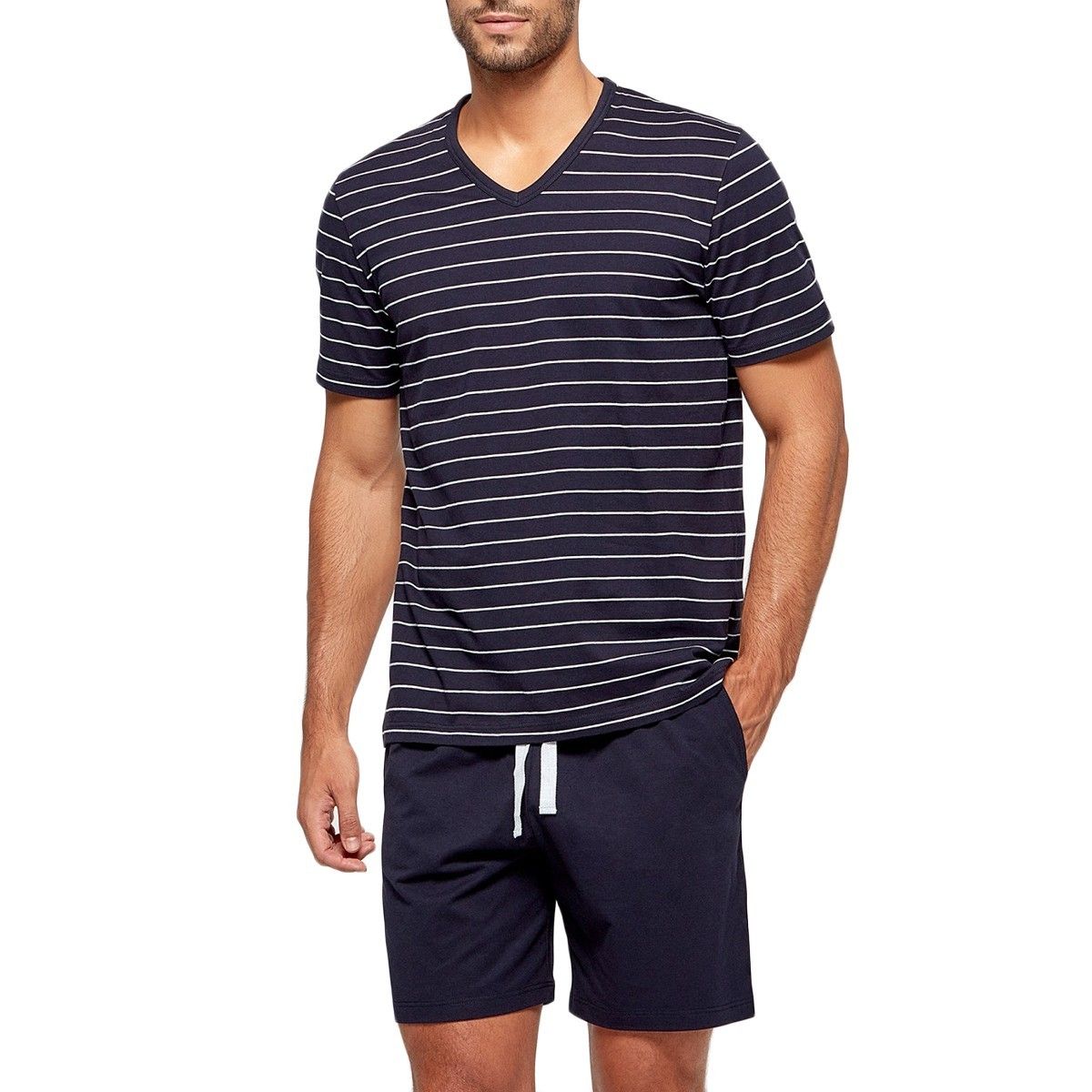 Pyjama homme court ray en coton organique