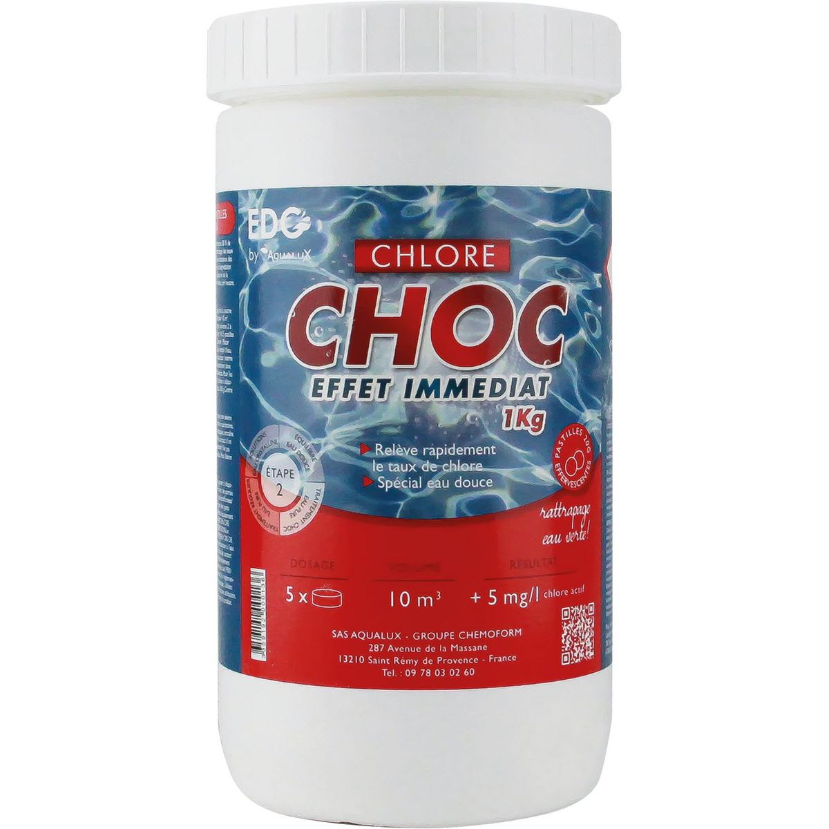 EDG By Aqualux Chlore Choc pastilles 20g - Pot de 1kg