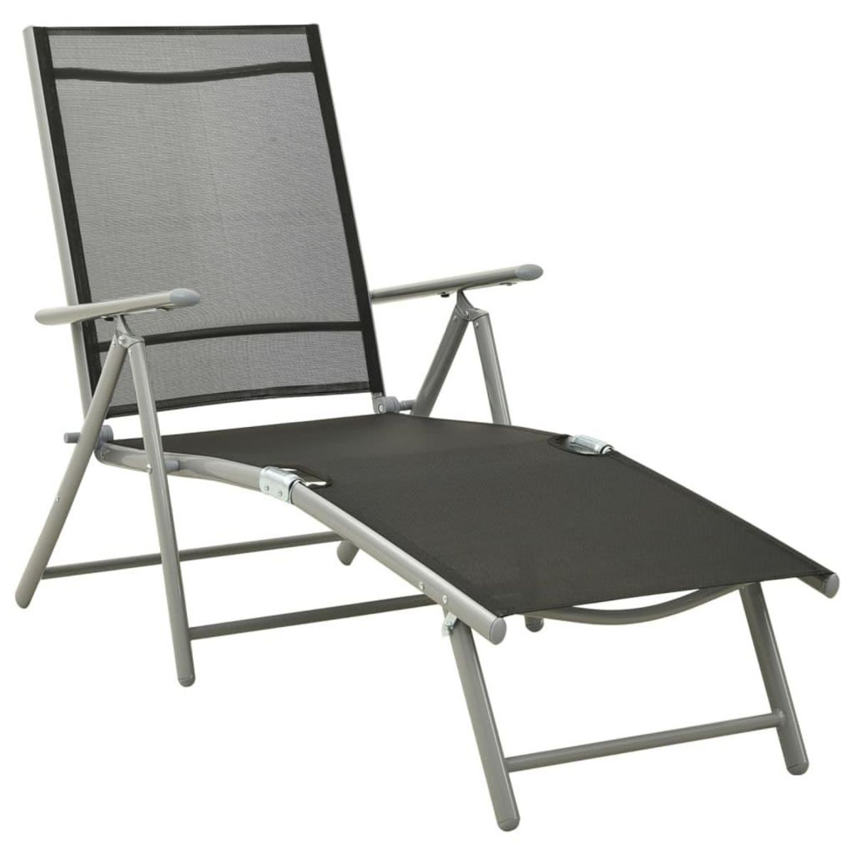 VIDAXL Chaise longue pliable Textilene et aluminium Noir et argente