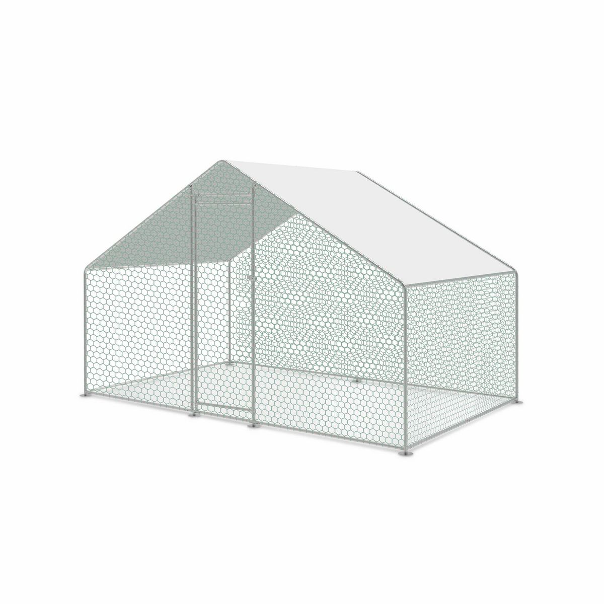  Enclos pour poulailler 6m² en acier galvanisé, toit imperméable et anti UV, porte avec loquet