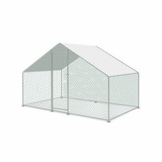  Enclos pour poulailler 6m² en acier galvanisé, toit imperméable et anti UV, porte avec loquet (Gris)