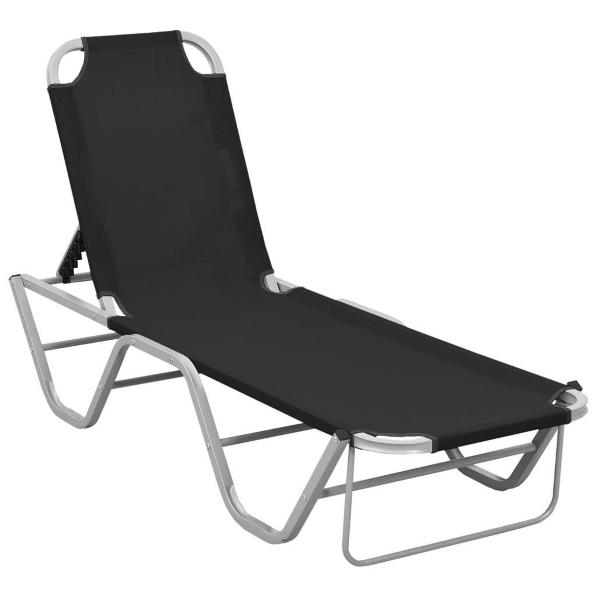 VIDAXL Chaise longue Aluminium et textilene Noir