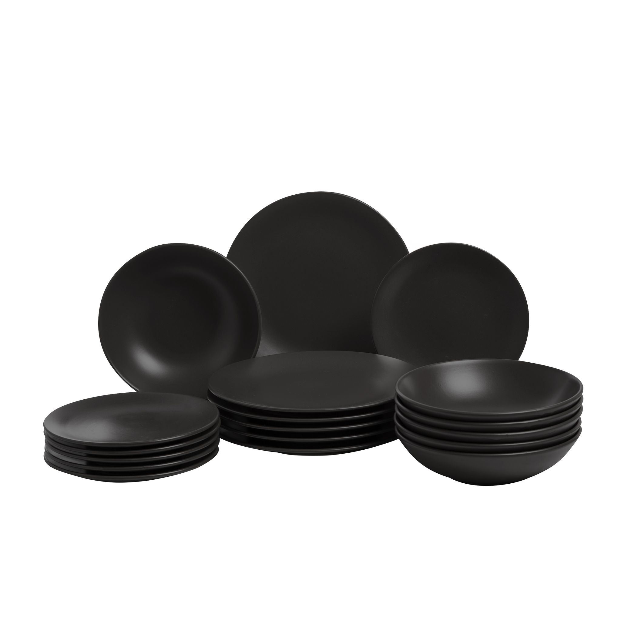 Service à vaisselle 18 pièces porcelaine Cosmos noir PETITE COLLECTION