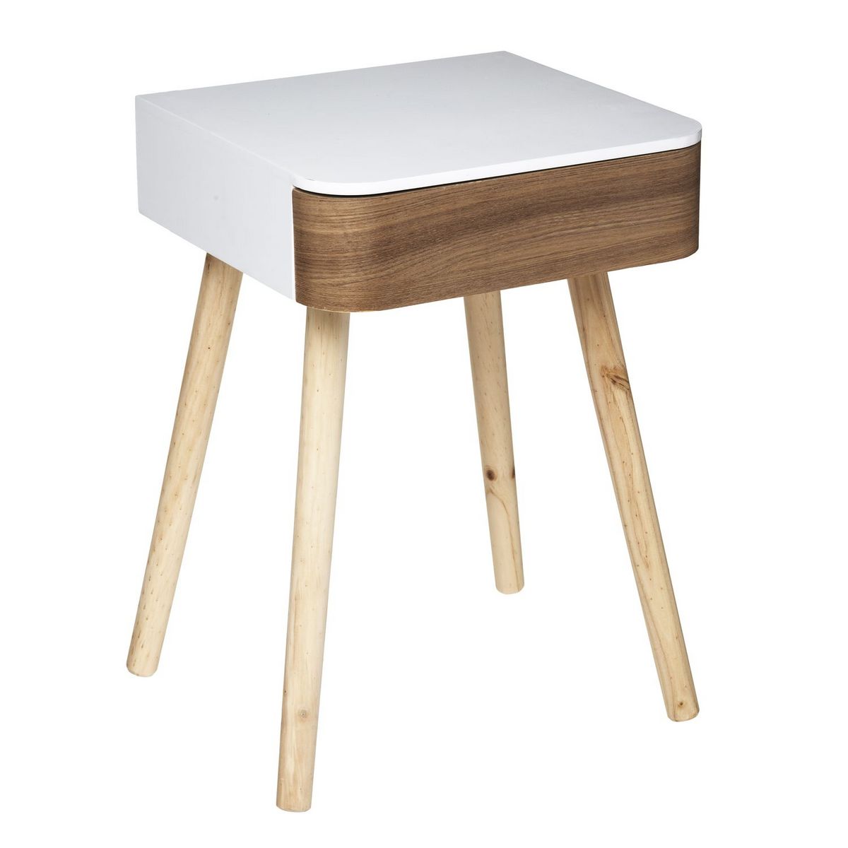 ATMOSPHERA Table à café d'appoint carrée Dona - Blanc et bois