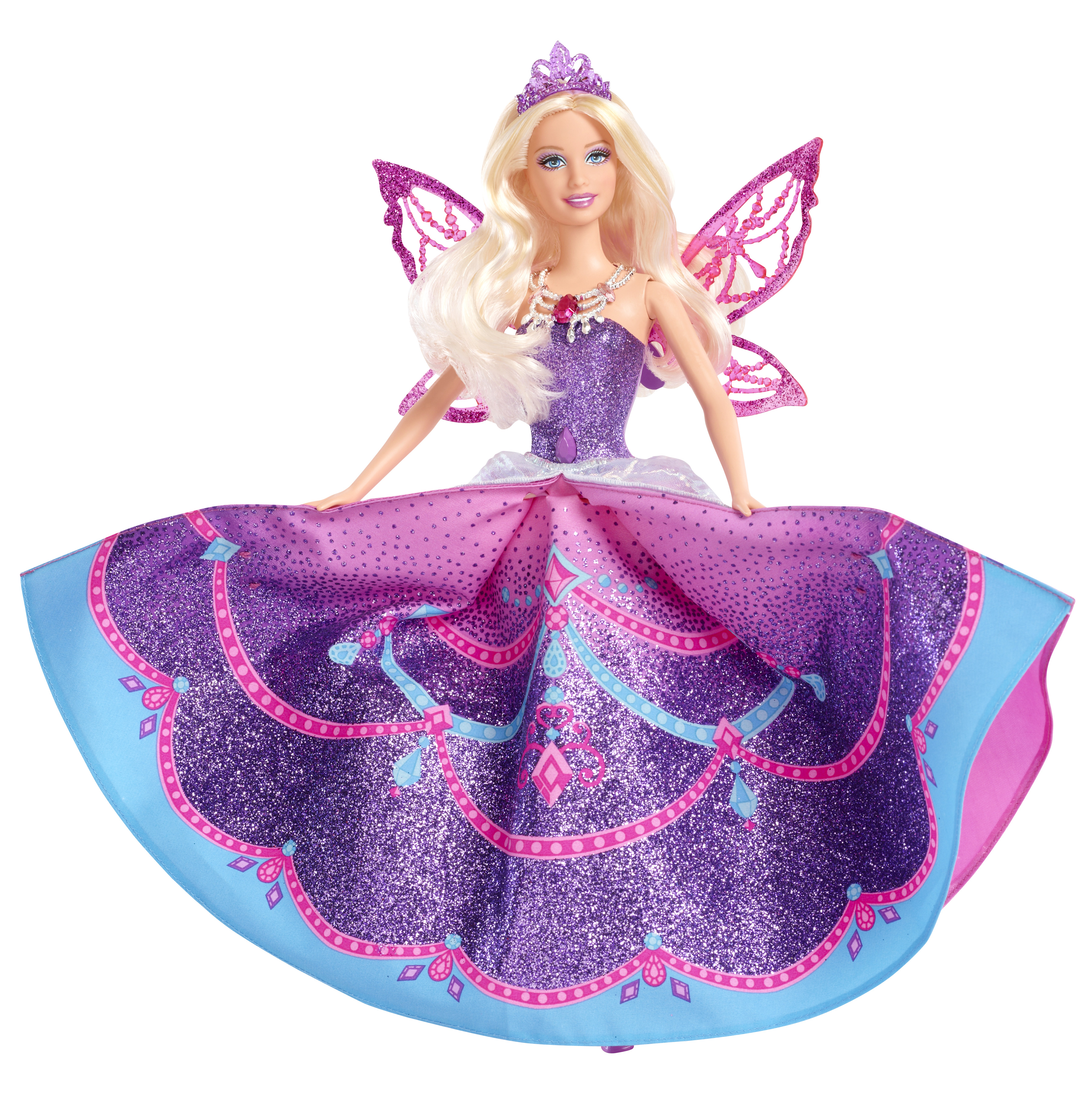 Robe princesse pour poupée barbie bleu scintillant