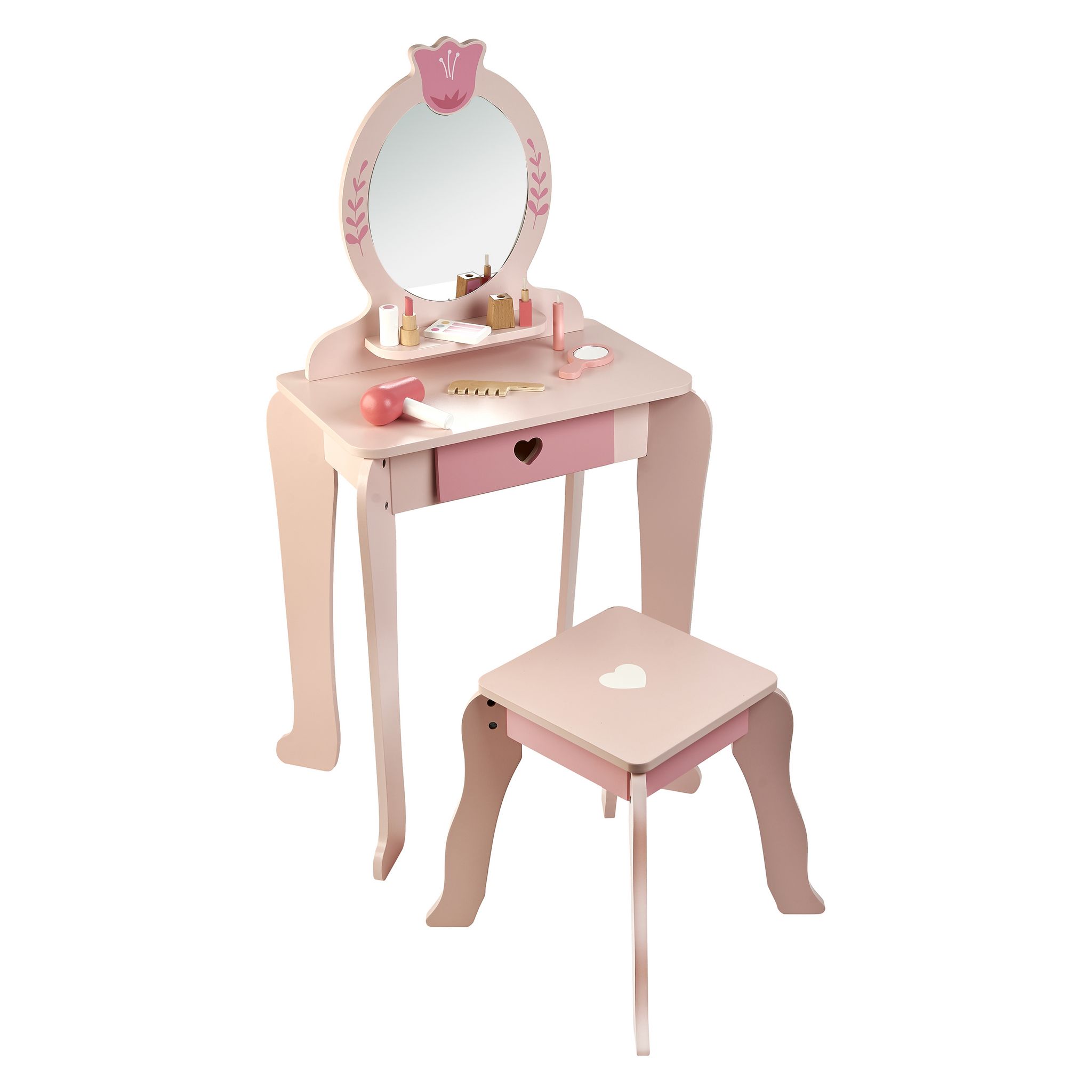 One Two Fun Ensemble coiffeuse et tabouret en bois pas cher 