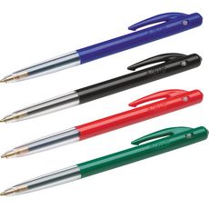 BIC Lot de 4 stylos bille rétractable pointe moyenne bleu/noir/rouge/vert M10 ORIGINAL