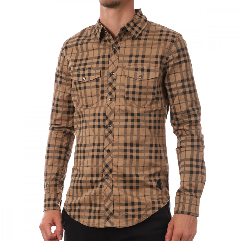 Chemise carreaux 2025 marron homme