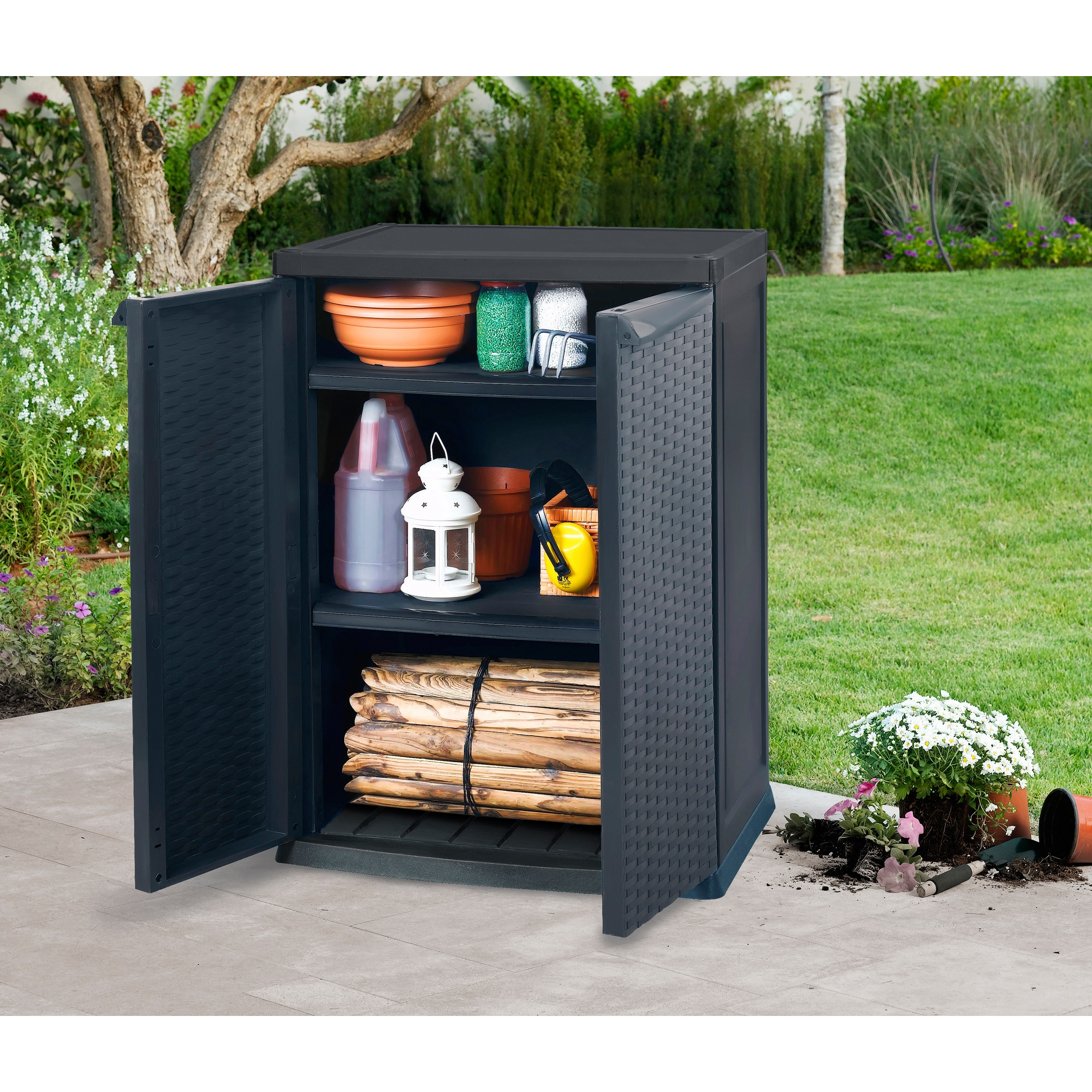 Keter Rattan Style Tall Shed 17190092