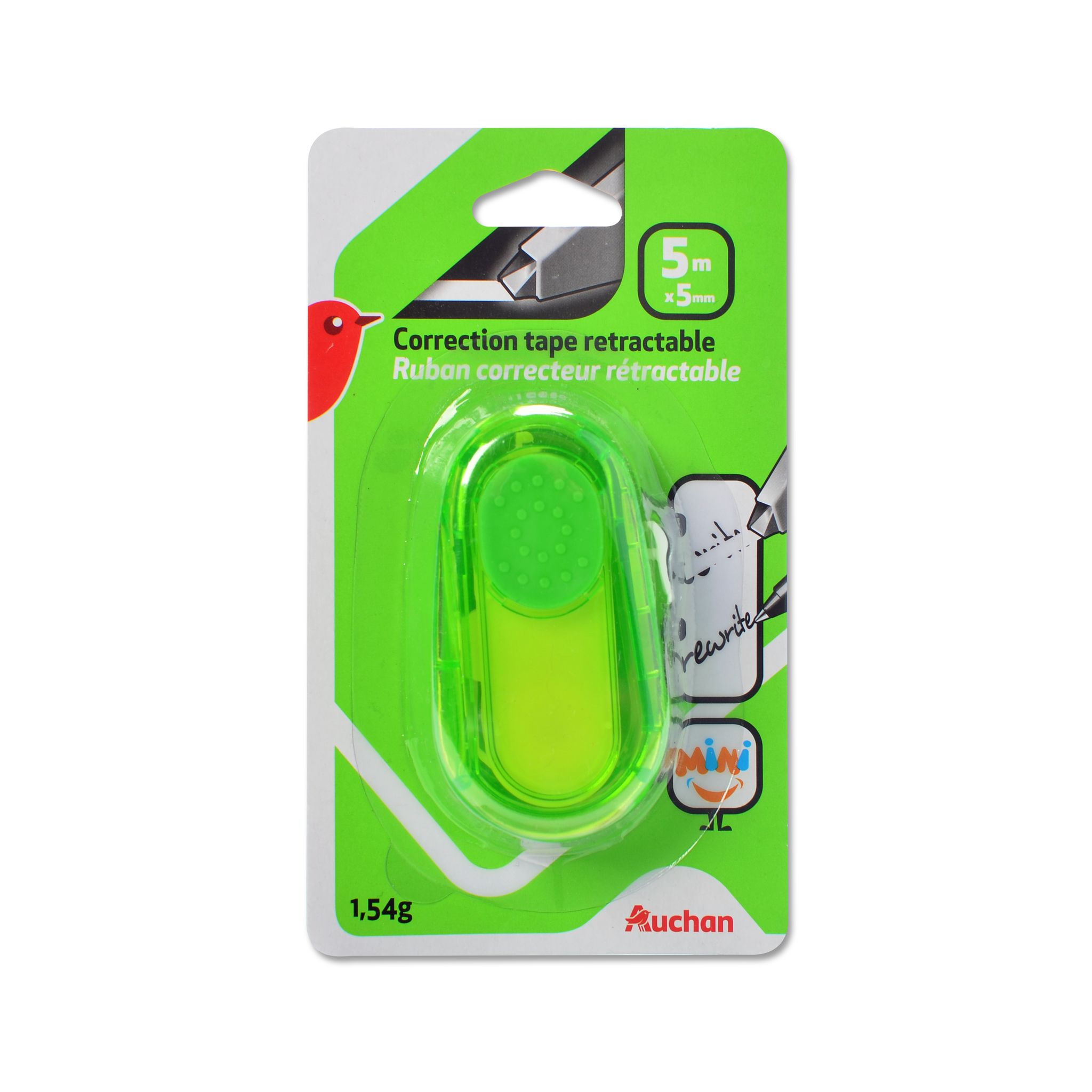 AUCHAN Souris correctrice 8m x 5mm verte pas cher 