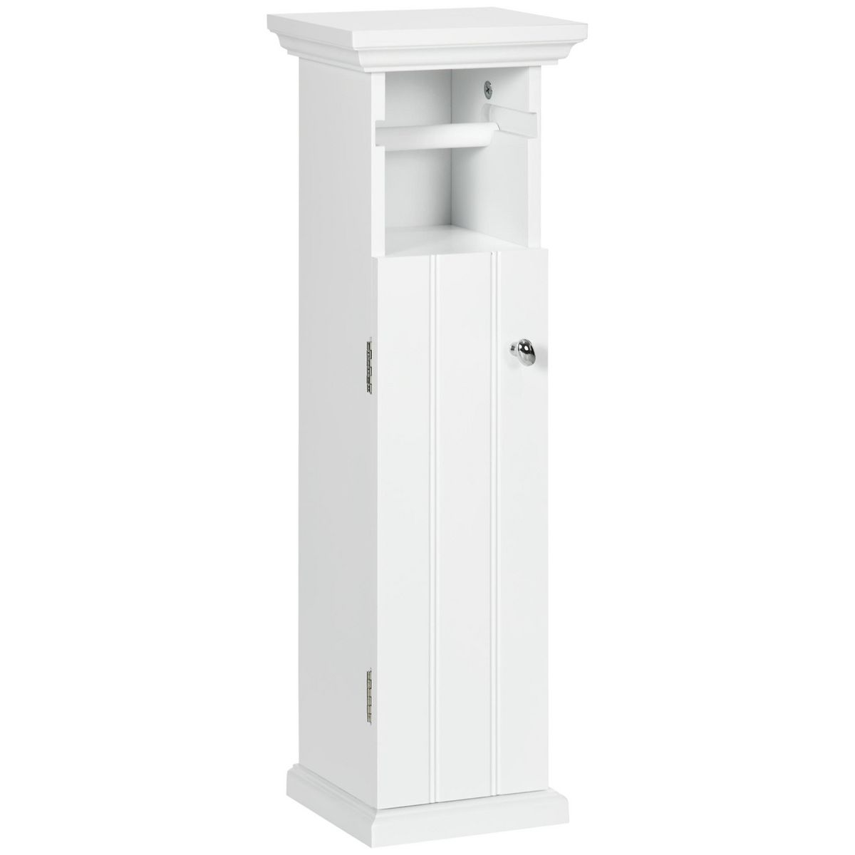 KLEANKIN Meuble WC armoire toilette - porte, support papier - dim. 21L x  17l x 66H cm - blanc pas cher 